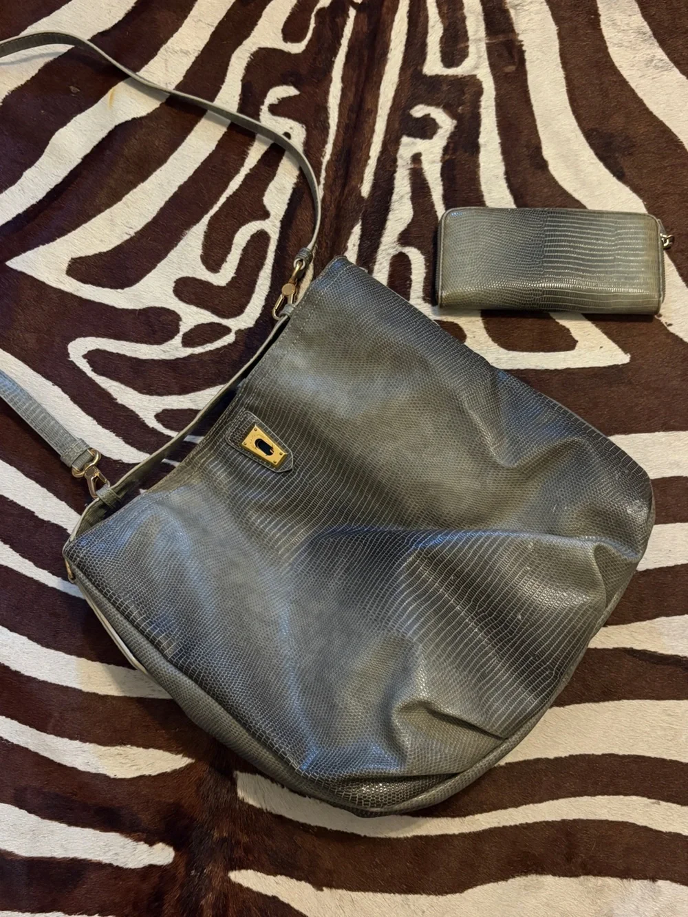Marc Jacobs Green and Gray Textured Hobo Shoulder Bag with Wallet